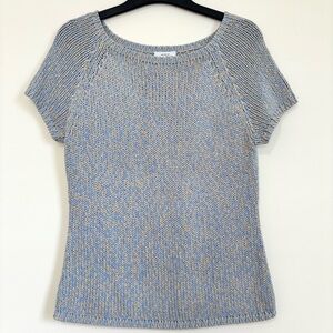 Vintage Ann Taylor Loft M Cottage Granny Boho Slouchy Short Sleeve Knit Sweater